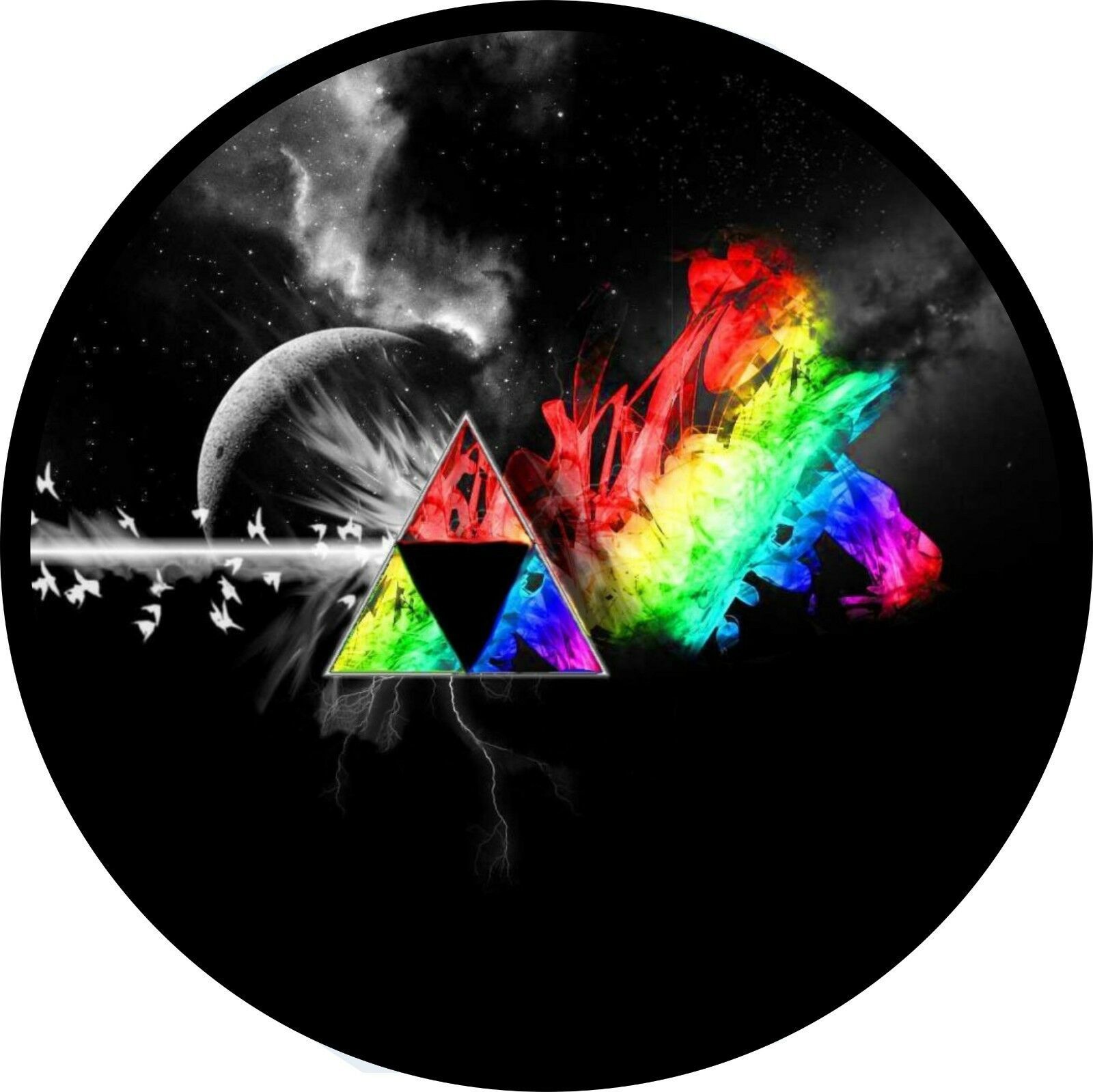Triangle Rainbow  Spare Tire Cover ANY Size, ANY Vehicle,Trailer, Camper, RV - £90.96 GBP