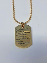 Serenity Prayer Dog Tag  Gold or Silver color Pendant &amp; Necklace - £8.83 GBP