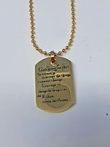 Serenity Prayer Dog Tag  Gold or Silver color Pendant &amp; Necklace - £8.68 GBP