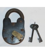Antique Working Cast Iron Padlock  Lock &amp; Keys - $919.77 MXN