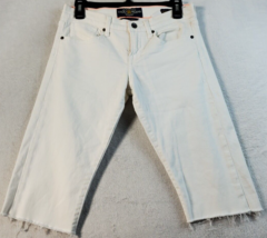 Lucky Brand Jean Shorts Womens Size 4 White Denim Cotton Pockets Logo Flat Front - £11.61 GBP
