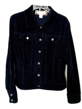 Bamboo Traders Womens Corduroy Jeans Style Navy Button Up Cotton Jacket Medium - £20.45 GBP