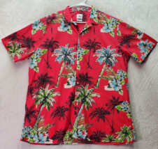 Zara Shirt Mens XL Red Hawaiian 100% Cotton Short Sleeve Relaxed Fit Button Down - £14.51 GBP