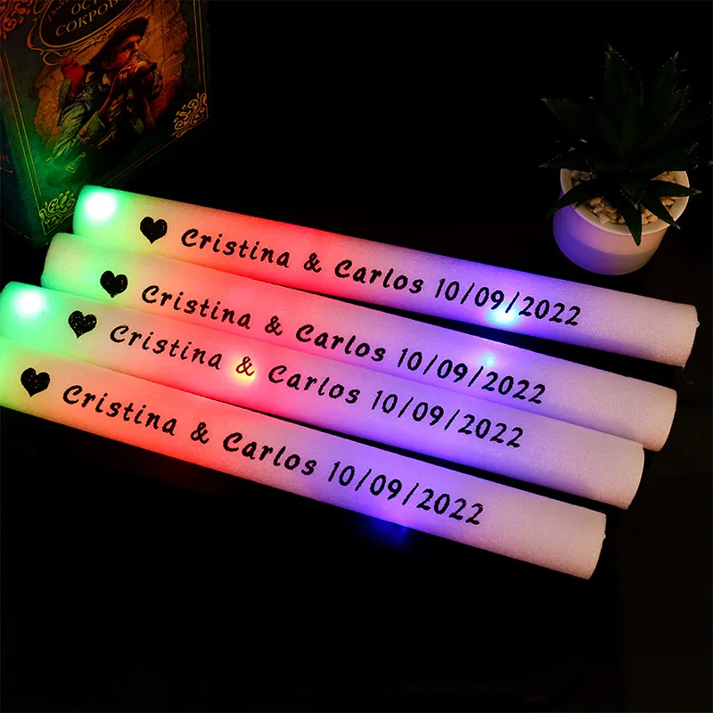 Play 12/15/30/60Pcs LED Glow Sticks Bulk Colorful RGB Glow Foam Stick Cheer Tube - £31.06 GBP