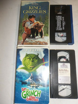 2 VHS Movie Tapes Clamshell Cases Disney&#39;s King of Grizzlies Grinch St Christmas - £11.64 GBP