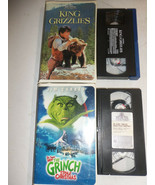 2 VHS Movie Tapes Clamshell Cases Disney&#39;s King of Grizzlies Grinch St C... - $277.25 MXN