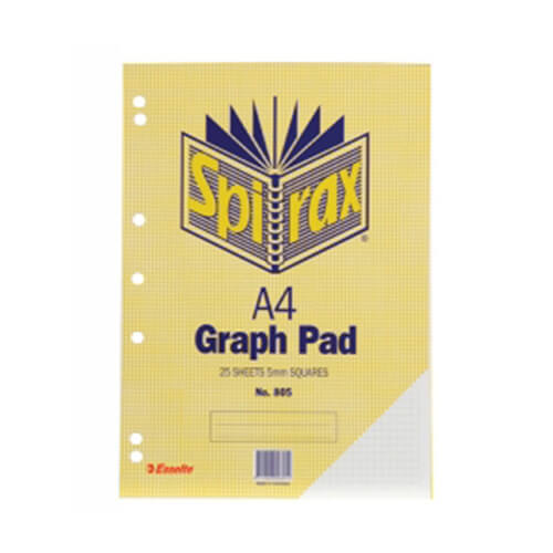 Spirax A4 25-Leaf Graph Pad (Pack of 10) - 5mm - $61.78