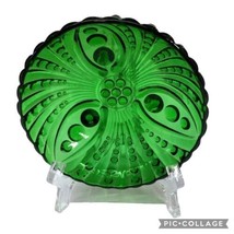 Vintage Anchor Hocking Forest Green Burple Glass Footed Dessert Bowl Rep... - $9.87