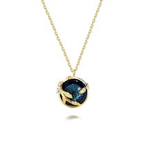 925 Silver Vintage Leaf Blue Sandstone Necklace - £36.61 GBP