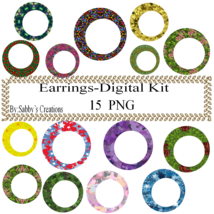 Earring Digital Kit-4th of July-Star-Art Clip-Jewelry-T shirt-Notebook-Scrapbook - $1.25