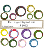 Earring Digital Kit-4th of July-Star-Art Clip-Jewelry-T shirt-Notebook-S... - $37.30 MXN