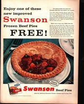 1956 Swanson Beef Pies Frozen Food Free Improved Meal Vintage Print Ad b3 - £21.51 GBP
