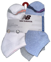New Balance Women&#39;s Active Cushion Low Cut Socks White/Gray/Blue 6 Pairs... - $14.76
