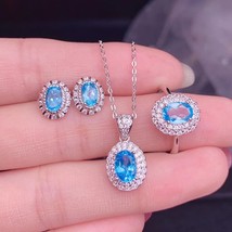 100% Natural Topaz Jewelry Set for Parties 4 Jewelry Fashion 925 Silver Free Shi - £69.44 GBP