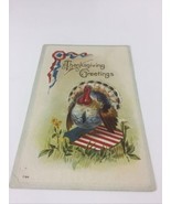 Antique 1908 Patriotic Thanksgiving Greetings Card. Divided back , Embos... - £5.99 GBP