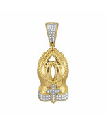 10kt Yellow Gold Mens Round Diamond Rosary Praying Hands Charm Pendant 1... - £398.37 GBP