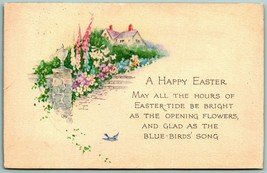 A Happy Easter Poem Spring Cabin Scene Blue Bird Gibson Lines 1923 Postcard G12 - £3.25 GBP