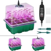 2-Pack Seed Starter Tray with LED Grow Lights - Adjustable Brightness &amp; ... - $35.59