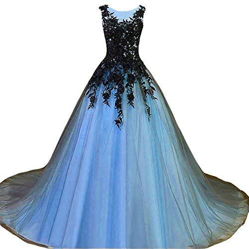 Gothic Gray Tulle Long Black Lace Sheer Bateau Prom Wedding Dresses Plus Size Sk