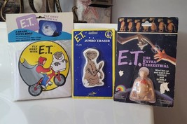 Vintage 1982 LJN E.T. Wind-up Toy Jumbo Eraser & Vinyl Book Lot *PLEASE READ* - $49.95
