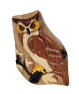 OWL Secret Puzzle Jewelry Box 3D Wooden Trinket Stash Hand Carved Wood - £24.81 GBP