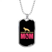 German Shepherd Mom Pink Necklace Stainless Steel or 18k Gold Dog Tag 24&quot; Chain - £38.52 GBP+