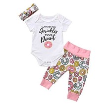 Whatever Sprinkles Your Donut Onesie Infant Onesie + Headband + Pants 3Pcs Set M - £21.14 GBP