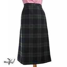 Vintage Green Navy Blue Plaid A Line Skirt Fully Lined Size M W29 L28 - ... - £22.12 GBP