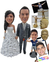 Personalized Bobblehead Newly Wed Couple In Formal Attire Holding Hands After Th - £117.95 GBP