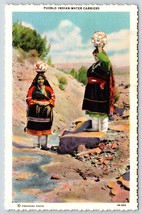 Postcard Native American Pueblo Indian Water Carriers Linen Scalloped Edge - £6.39 GBP