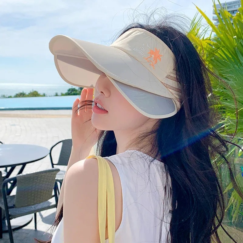 Primary image for Uv Protection Empty Hat Female Summer Topless Sun Hat Embroidery Coconut Tree Pu