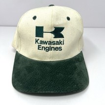 Vintage Kawasaki Engines Baseball Cap Strapback Sueded Bill Cream Green KC - €21,28 EUR