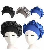 New 3 Pack Women Night Sleep Caps Hair Care Bonnet Hats Head Cover Satin... - £10.40 GBP