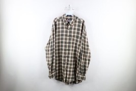 Vtg 90s Chaps Ralph Lauren Mens Large Tall Faded Spell Out Flannel Button Shirt - £34.75 GBP