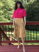 Vintage LENG CHEN Tiered Full Circle Boho Gypsy Beige Lined Skirt Size M... - $14.85