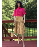 Vintage LENG CHEN Tiered Full Circle Boho Gypsy Beige Lined Skirt Size M... - $282.25 MXN