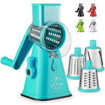 Manual With Handle - Round Cheese Shredder Grater With 3 Interchangeable Stainle - £40.63 GBP