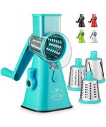 Manual With Handle - Round Cheese Shredder Grater With 3 Interchangeable... - £40.11 GBP