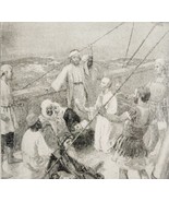 1906 Apostle Paul In the Storm Print Story Of The Bible 8.25 x 5.75&quot; Ant... - $372.45 MXN