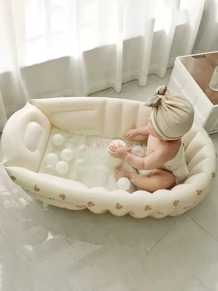 Baby Bathtub Baby Foldable Bear Inflatable Bathtub Portable Foldable Children&#39;s - £59.55 GBP+