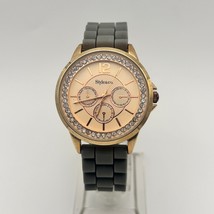 Style &amp; Co Rose Gold Crystals  Gray Silicon Band 37mm Women’s Watch Working - $351.21 MXN