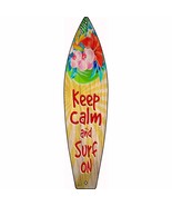 Keep Calm And Surf On Novelty Metal Surfboard Sign SB-336 - $464.59 MXN