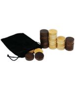 DA VINCI 1.0 inch Wood Backgammon or Checkers pieces - 30 pieces with Bag - £8.49 GBP