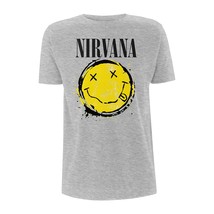 Grey Nirvana Smiley Kurt Cobain Grunge Rock Official Tee T-Shirt Mens Unisex - £30.48 GBP