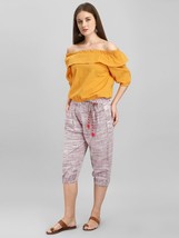Off-Shoulder Yellow Top And Calf Length Pant Coordinated cotton Set S-XL - $45.19