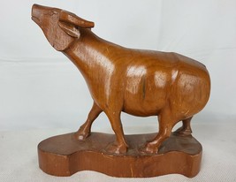 Vintage Hand Carved Rustic Folk Art Wood Bull Steer Figurine Statue - £31.31 GBP