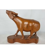 Vintage Hand Carved Rustic Folk Art Wood Bull Steer Figurine Statue - £31.48 GBP
