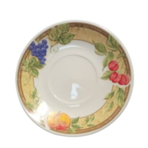 Gibson Designs FRUIT GROVE 4-Saucers 6&quot; D Peaches Cherries &amp; Grapes Ceramic Dish - £18.66 GBP