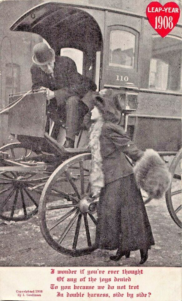 Primary image for 1908 Greenleaf Kansas Postmark-Leap Year-Horse Carriage Poem ~ Postal Grollma...