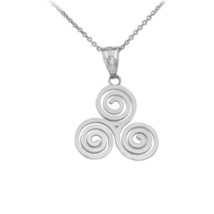 925 Sterling Silver Celtic Knot Triskele Swirl Triskelion Pendant Necklace - £20.03 GBP+